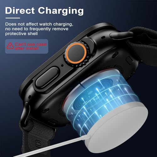 Image of Screen Protector for Apple Watch Ultra 3 / Ultra 2 / Ultra 1 (49mm), 9H Tempered Glass with Titanium Alloy Frame, Touch Sensitive, Lightweight Full Protection, 2 Pack[Black]