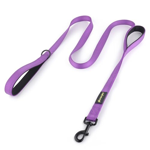 Plutus Pet Dog Leash 6ft Long, Traffic Padded Two Handle, Heavy Duty, Reflective Double Handles Lead for Control Safety Training, Leashes for Large Dogs or Medium Dogs, Dual Handles Leads (Purple)