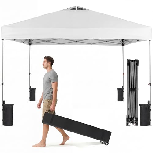 OLIXIS 10x10ft 1-Person Pop Up Canopy Tent, Heavy Duty One Push Setup Portable Outdoor Shelter for...