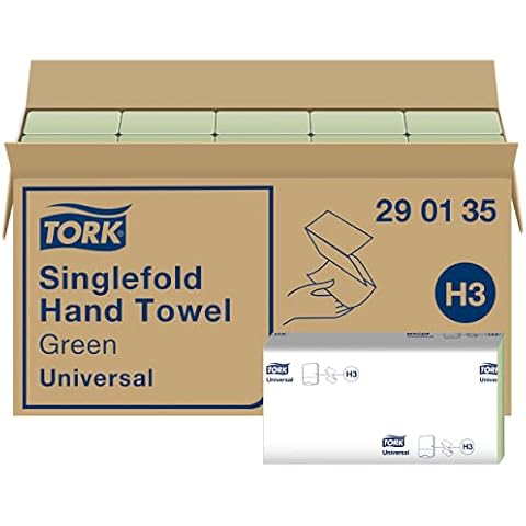 Tork grüne Zickzack Papierhandtücher Universal 290135 - H3 Falthandtücher für Papierhandtuchspender - 1-lagig, grün - 20 x 200 Tücher Cover
