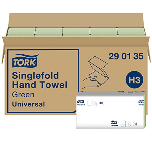 Tork grüne Zickzack Papierhandtücher Universal 290135 - H3 Falthandtücher für Papierhandtuchspender - 1-lagig, grün - 20 x 200 Tücher Cover