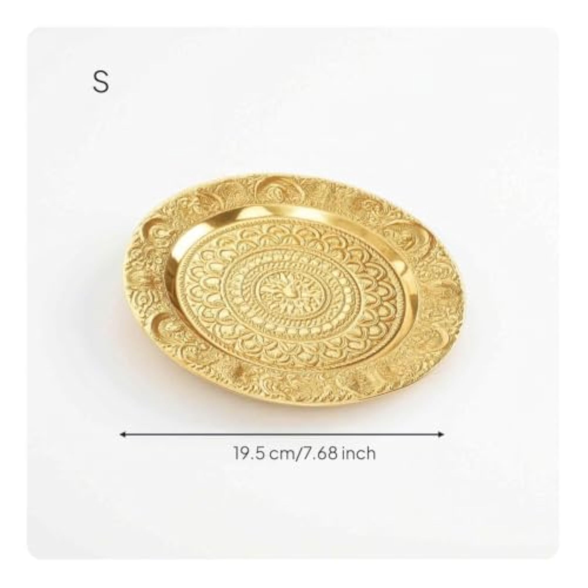 Embossed Round Decorative Tray Ornamental for Tabletop