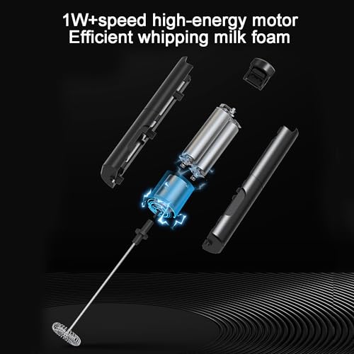 Lamkrtlp Milchaufschäumer Stab, Elektrischer Milchaufschäumer mit Ein-Tasten-Bedienung, Handheld, Mini-Schaumstoffbereiter für Heiße Schokolade, Frappe, Latte, Schwarz