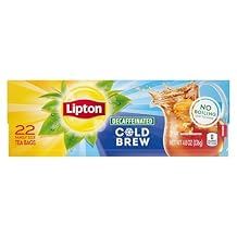 Lipton Decaf Cold Brew Iced Tea Bags, Family Size Zero Calories, Easy-To-Make with no boiling needed, 22 Total Tea Bags