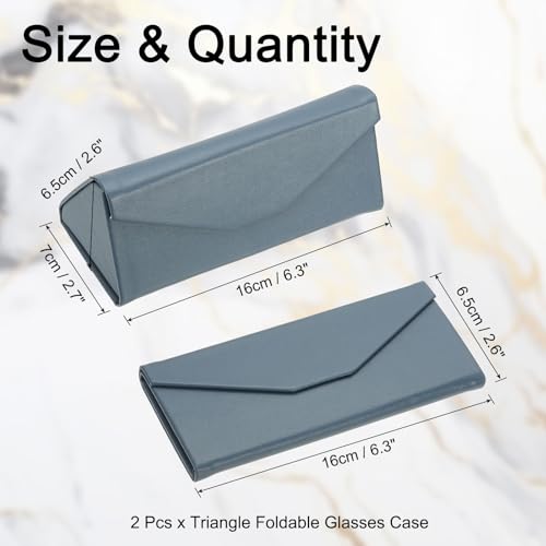 Image of PATIKIL Foldable Glasses Case, Triangle Magnetic Sunglasses Organizer Case PU Leather Hard Eyeglass Case for Women (2 Pcs)