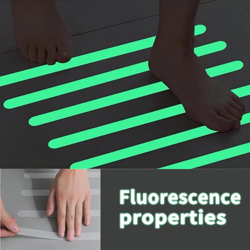 24pcs Anti rutsch Streifen,Antirutsch Streifen Dusche,Fluoreszierende Anti Rutsch Streifen ,nachleuchtendes Klebebandrutsch dusche treppenstufen Pads Anti treppe antirutsch Streifen,20x 2 cm