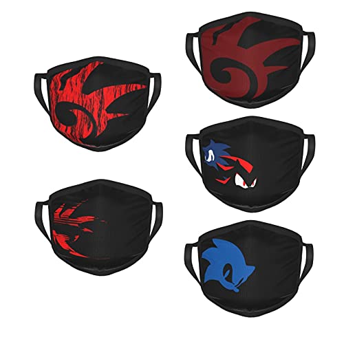 Hodenr Koers Store Mask- The Hedgehog 5PC Multi-Picture Reusable Face Mask Mysterious Decoration Mask Suitable for Adult Mask One Size, Black