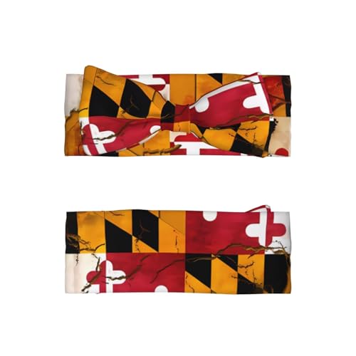 vintage wooden maryland flag Baby Bow Headband. Comfortable baby headband, suitable for daily wear and photo props.2