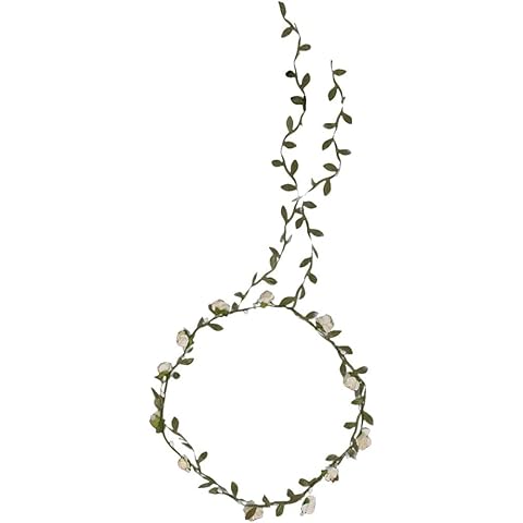 Flowers Branch Festival Wedding Garland Head Wreath Crown Floral Halo Headpiece Photography Tool Adult Size (Ivory Rose) Cover