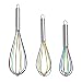 Varilla Batir, Batidor de Huevo de Silicona,Varilla para Batir de Acero Inoxidable,Batidor de Globo Silicona Manual Cocina Batidor con Cucharas Medidoras para Cocina Mezclar Remover(8in+10in+12in)