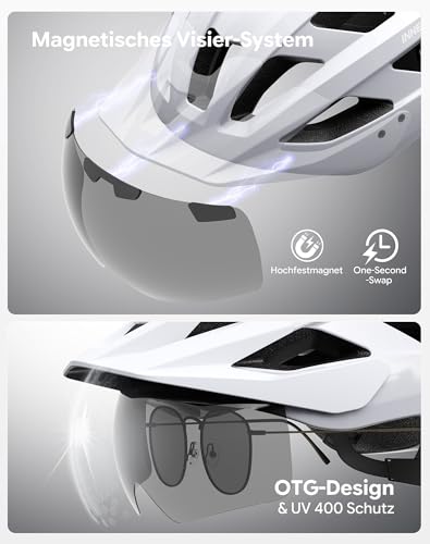 InnerKing Fahrradhelm Herren Damen Leichte Fahrradhelm mit LED Licht – Ansicht 4