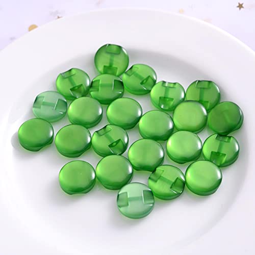 Boutons couture 8 mm en résine verte transparente robustes et discrets x50