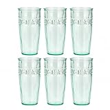 Amici Home Iced Tea Glass | 18 Oz | Italian Made, Recycled Green Glass | Drinking Glass for Water, Iced Tea, Fruit Juice, Cocktails, Fresh Drinks (Set of 6)