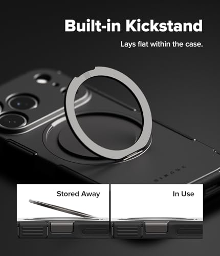 Image of Ringke Alles for iPhone 17 Pro Max Case Back Cover [Strong Magnet] [Built-in Kickstand] Shockproof Protection Bumper with Adjustable Angle Stand Compatible with Magnetic Accessories - Gun Metal