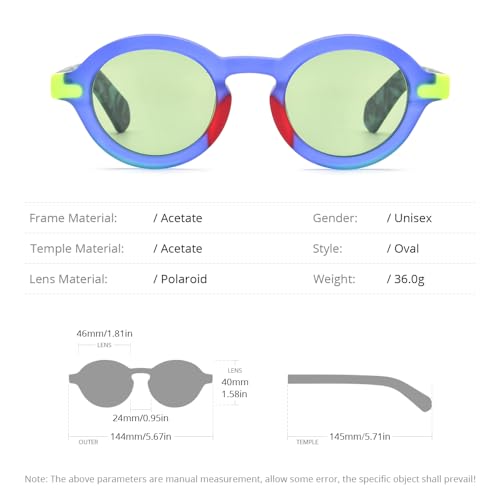 Image of HEPIDEM Matte Acetate Vintage Retro Round Polarized Sunglasses for Women 9270T