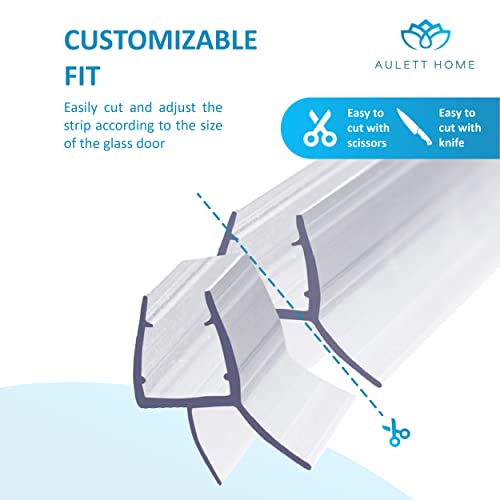 Aulett Home Frameless Shower Door Bottom Seal with Drip Rail - 3/8" x 36" Sweep - Glass Door Seal Strip to Stop Shower Leaks - Thumbnail 3