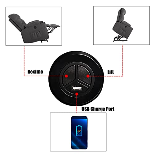 Vuyuyu Power Lift Chairs Recliners, Fabric Recliner Chair For Elderly, Heated Vibration Massage Sofa For Living Room, 3 Positions, 2 Pockets And 2 Cup Holders (Fabric-Grey) #TOP4