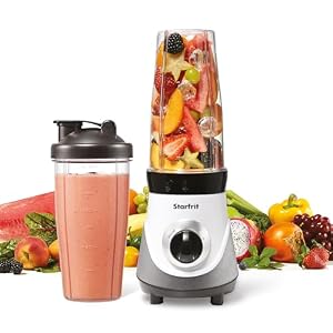Starfrit Personal Blender 7PC Set – Two 828ml Cups – Two Blades – High, Low & Pulse Modes – 300W – Perfect for Smoothies!