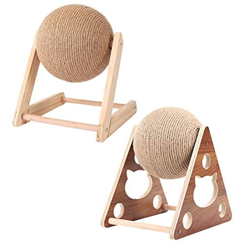 Prevessel Cat Scratcher Toy with Sisal Ball, Cat Climbing Frame Pet Toy, Wood Cat Scratch Toy with Ball - Image 3