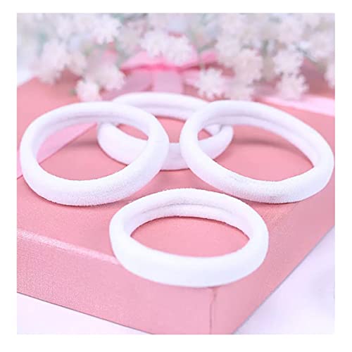 Image of Elina 20 White Elastic Ponytail Holder Hair Rubber Ties Head Bands Soft Cotton Thick Thin Hair Wear for School Girls, Kids, Women Accessories (Pack of 20)(white)