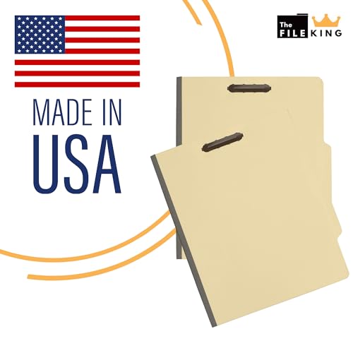The File King Manila-Klassifizierungsordner mit zwei Trennwänden, Briefgröße, Box mit 25 Stück, 2/5 ROC Top Tab | 2,5 cm Erweiterung | 5,1 cm Befestigungszinken | hergestellt in Amerika