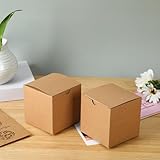 SHIPKEY 10 Pcs Kraft Gift Boxes | 10x10x10cm Square Boxes with Lids | Small Gift Boxes for Party, Wedding, Christmas, Holidays, Birthdays and All Other Occasions - Image 4