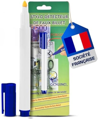 Beeplo Stylo Détecteur De Faux Billets SafeCheck Pen - Lot De 3, 6000 Vérifications Par Stylo, Pour Euros Et Dollars