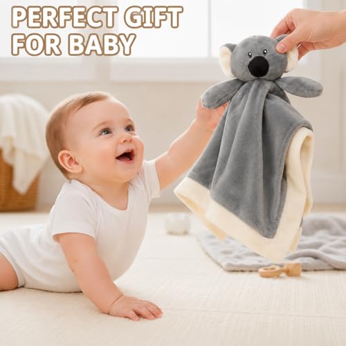 Image of Koala Security Blanket: Soft, Gender Neutral Baby Loveys for Boys and Girls, Snuggle Toy Stuffed Animal, 12 Inch