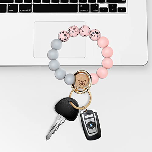Keychain Bracelet Wristlet With Wallet Card Holder Pocket,Tassel Keychain Bangle Key Ring For Women #TOP4