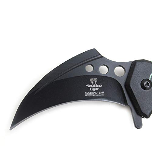 Snake Eye Tactical Everyday Carry Karambit Dragon Etched Ultra Smooth One Hand Opening Folding Pocket Knife - Ideal For Recreational Work Hiking Camping (Bgn) #TOP1