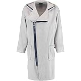 Cawö Home Bademantel Herren Kapuze New Zipper 6516 Platin-Navy - 705 M
