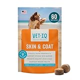 VetIQ Skin and Coat Supplement for Dogs, Helps Maintain Healthy Skin and Shiny Coat, Hickory Smoke Flavor Dog Chew, Made in The USA, 60 Count
