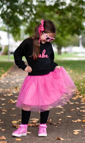 Image of Arshiner Toddler Girl Clothes Long Sleeve Pullover Sweatshirt and Tutu Skirt 2 Piece Outfits Kids Clothing Set Party Dress