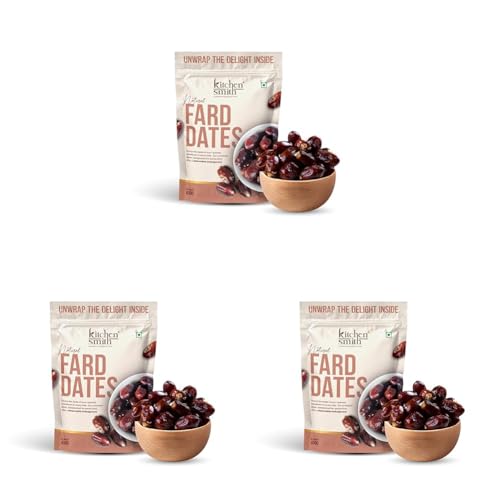 Image of KitchenSmith Fard Dates - 400gm | Omani Fard Dates No Preservatives & Added Sugar | High Fibre | Energy Health Snacks | Premium Khajoor (Pack of 3)