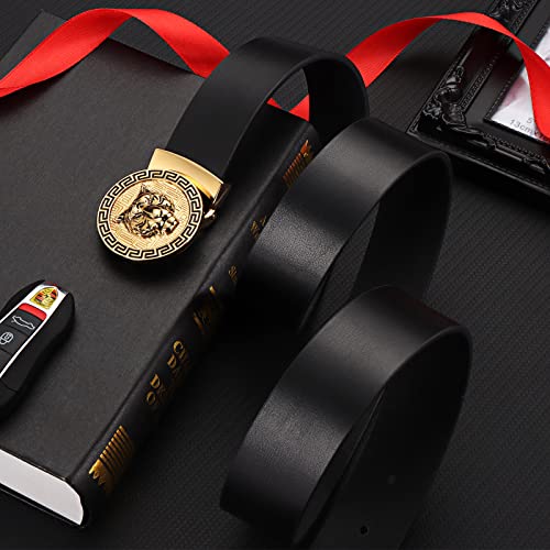 Men's Luxury Gold Tiger Buckle Cowhide Leather Dress Belt fit 44" Adjustable2