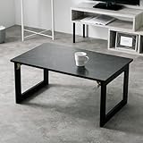 アイリスプラザ テーブル ローテーブル 幅約80×奥行約50×高さ約37cm ヴィンテージ折りたたみローテーブル 1D1116-18 マーブルブラック