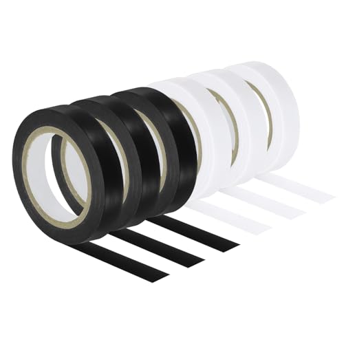 PATIKIL 32.8Ft Grip Finishing Tape, 6 Pack PVC Racquet Finishing Tapes Racket Accessories Sticky Seal for Tennis Badminton, Black/White