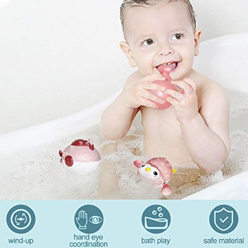 6 Pack Bath Toys, Wind Up Swimming Submarine, Whale and Penguin for Toddlers 1 2 3 Years Old Multi-Colors Floating Toy, Bathroom Pool Playsets Fun Bath Time Gift for Kids Infants Boys Girls