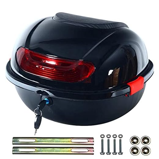 FENNVV 28L Motorcycle Top Case, Universal Motorcycle Trunk with Burglar Lock, Motorbike Tail Box Luggage Waterproof Scooter Storage Box Can Store Full Helmet,Black