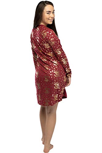 Intimo Juniors Harry Potter Gold Foil Hogwarts Raglan Night Gown Pajamas (Burgundy, Large) #TOP2