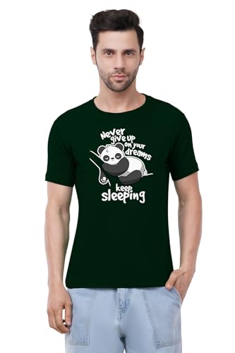 Image of Caseria Men's Cotton Printed T-Shirt -Dreams Keep Sleeping | 100% Cotton | Half Sleeves | Regular Fit | Printed | Round Neck | Graphic T Shirt