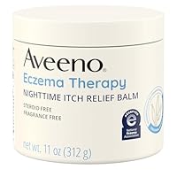 Aveeno Eczema Therapy Nighttime Itch Relief Balm, Eczema Cream for Body, Moisturizing Colloidal Oatmeal & Ceramide Formula, Fragrance Free, Soothing Dry Itchy Skin, 11 fl oz