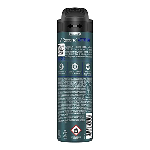 Desodorante Antitranspirante Aerosol Masculino Rexona Active Dry 72 horas 150ml, Branco