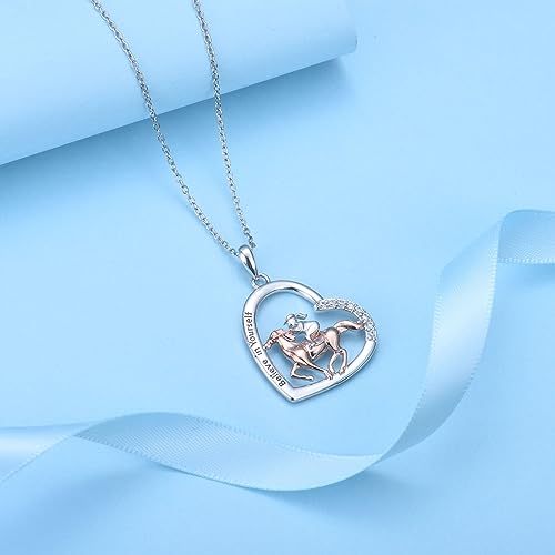 Silver Horse Necklace for Girls Women | Silver Horse Necklace Gifts for Teen Girls, Engraved Believe In Yourself Spirit Riding Horse Free Jewelry Gifts for Birthday Christmas Gifts for Girls 5