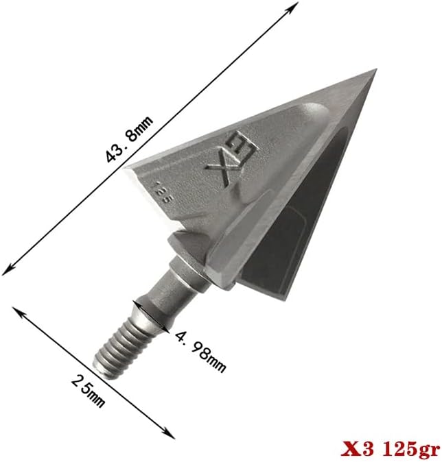 ZSHJGJR Archery Hunting Broadheads 100/125 Grain 3 Fixed Blades Arrowheads Arrow Tips Stainless Steel for Crossbow Recurve Bow and Compound Bow 6/12Pack