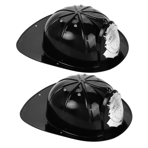 ibasenice 2pcs Kids Firefighter Hat Plastic Fireman Helmet Fireman Party Favor Dress up Accessories for Toddlers