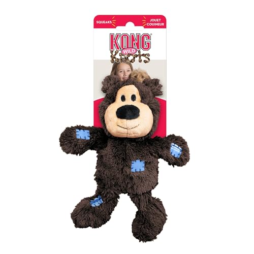 KONG Wild Knots Bear - Hundespielzeug aus Geknotetem Seil - Minimale Füllung - Für Kleine/Mittelgroße Hunde - Bär