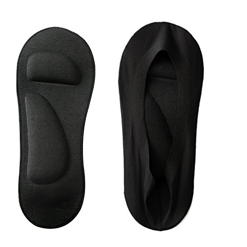 JARSEEN Damen Füßlinge Unsichtbare Socken Bogen Unterstützung Schwamm Einlegesohlen, 2Paar, Gr.- EU 35-38/ Etikettengröße- Medium, 2 Schwarz