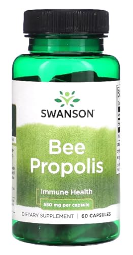 Swanson - BEE PROPOLIS 550 MG | Propolis Cápsulas | Resina de Abeja Natural para el Sistema Inmunológico y Defensas - 60 Cápsulas