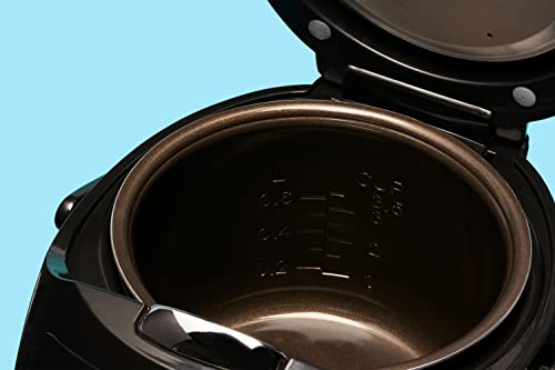 Reishunger Digital Mini Rice Cooker & Steamer, Black With Keep-Warm Function & Timer - 3.5 Cups - Small Rice Cooker Japanese Style With Ceramic Inner Pot - 8 Programs - 1-3 People #TOP6